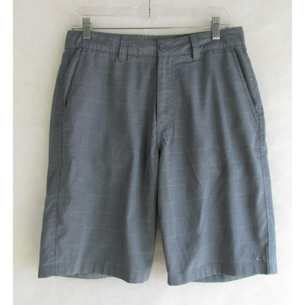 O'Neill Chino Shorts 30 Gray Plaid Mens Flat Front